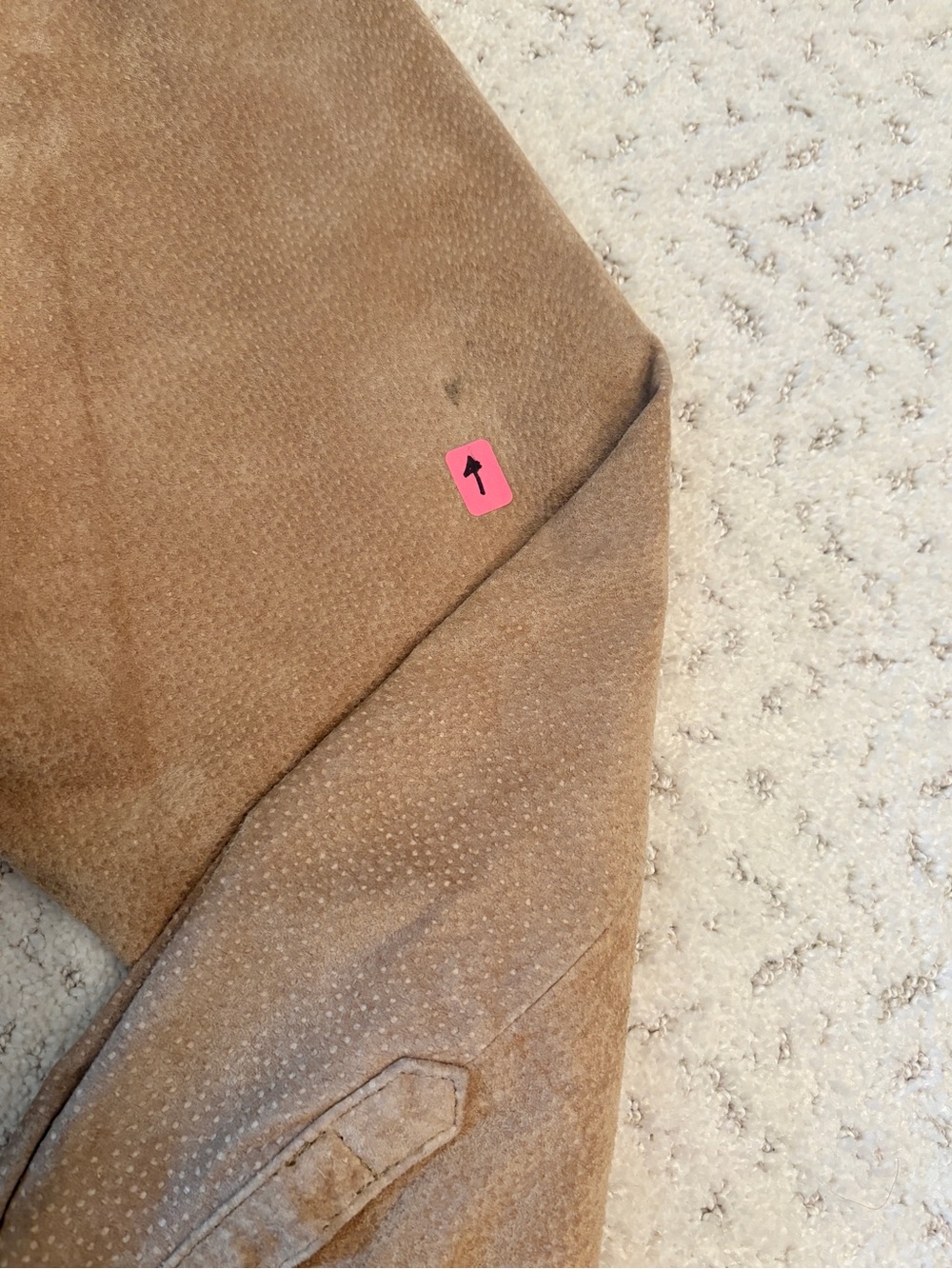 Genuine Leather Suede Shacket Jacket NEW With Flaw Size L Tan Washable - Picture 10 of 13